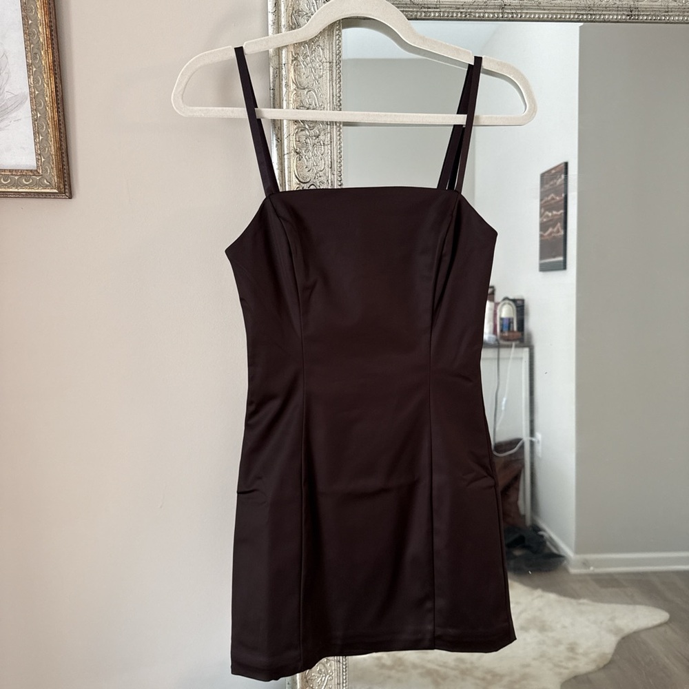 Aritzia Sleek Brown Mini Dress
